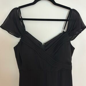 Birdy Grey Black Chiffon Bridesmaid Maxi Dress with Pockets - Adjustable Straps